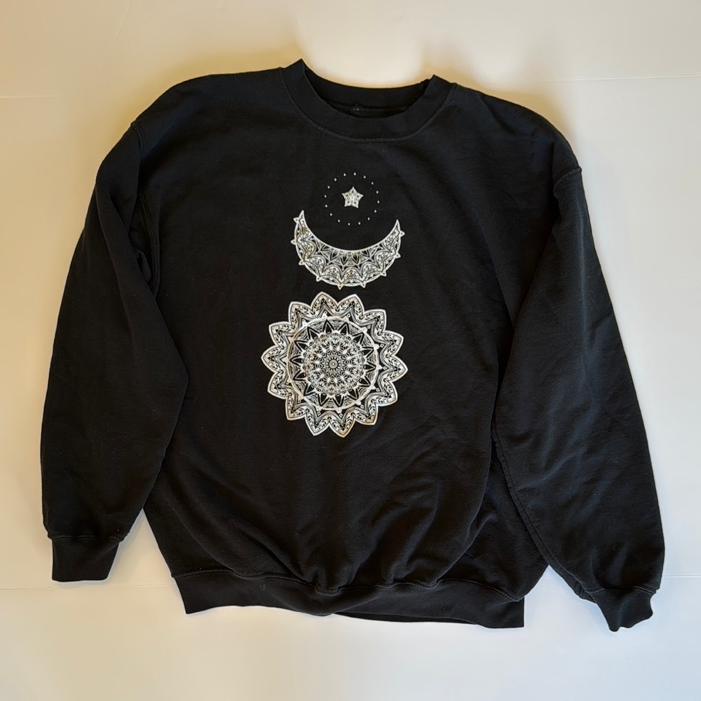 Black Sweatshirt with White Mandala Design
